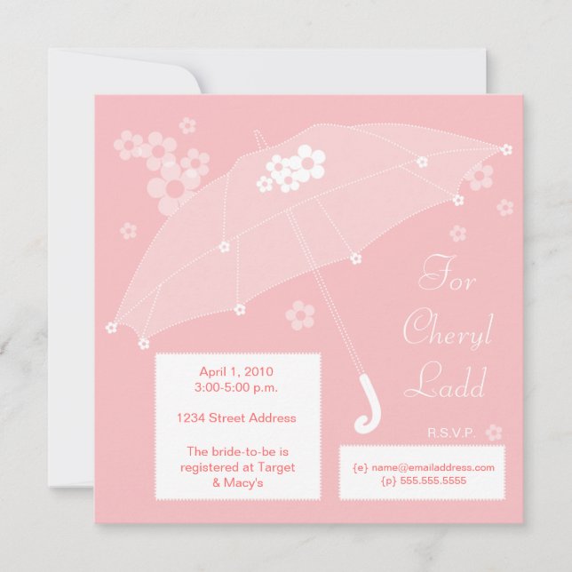 Invitation de Fête de la mariée de parapluie (Devant)