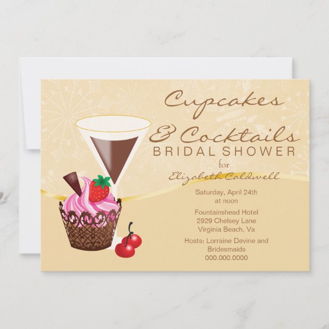 Invitation de Fête de la mariée de petits gâteaux (Devant)