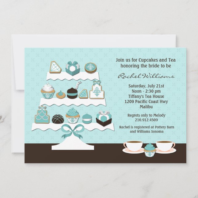 Invitation de Fête de la mariée de petits gâteaux (Devant)