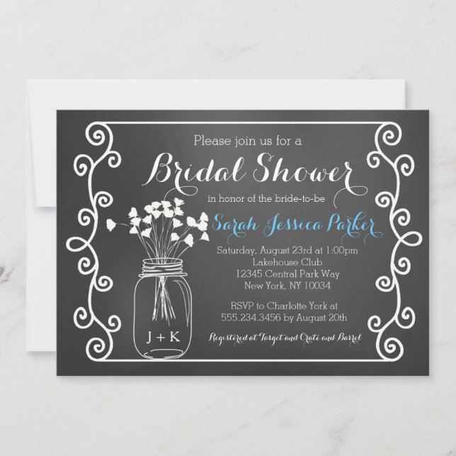 Invitation de Fête de la mariée de pot de maçon de (Devant)