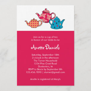 Invitation de Fête de la mariée de pot de thé