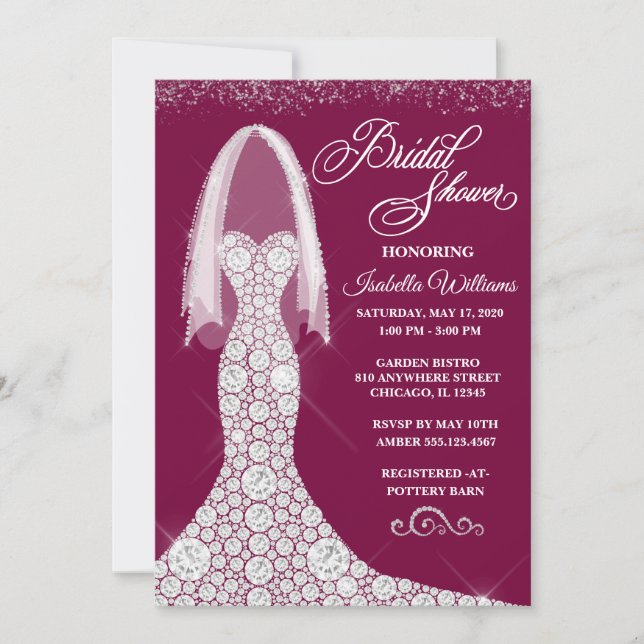 Invitation | de Fête de la mariée de robe de (Devant)