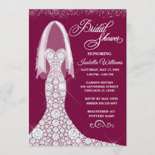 Invitation   de Fête de la mariée de robe de