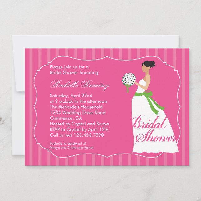 Invitation de Fête de la mariée de robe de mariage (Devant)