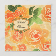 Invitation de Fête de la mariée de roses de pêche