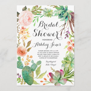 Invitation de Fête de la mariée de succulents de
