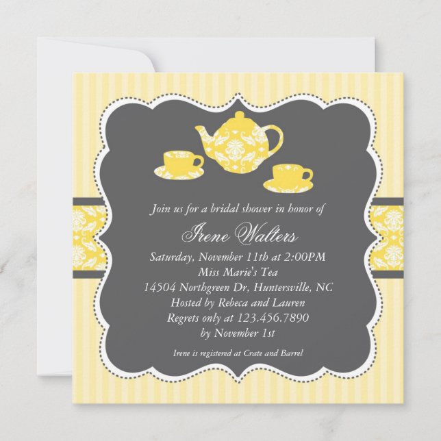 Invitation de Fête de la mariée de théière (Devant)