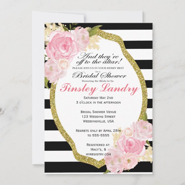 Invitation de Fête de la mariée de thème de Derby (Devant)