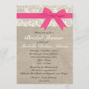 Invitation de Fête de la mariée de toile de jute