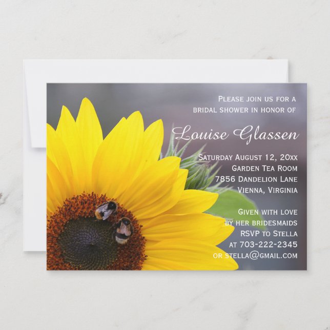 Invitation de Fête de la mariée de tournesol (Devant)