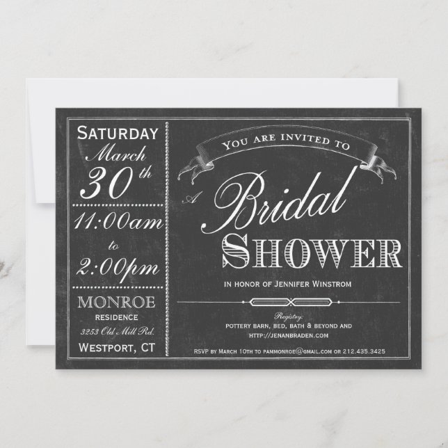 Invitation de Fête de la mariée de typographie de (Devant)