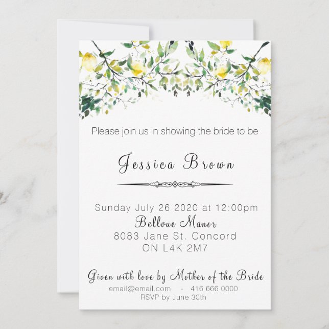 Invitation de Fête de la mariée de verdure de (Devant)