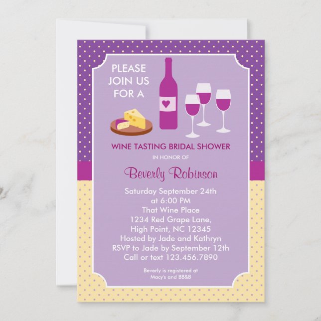 Invitation de Fête de la mariée d'échantillon de (Devant)