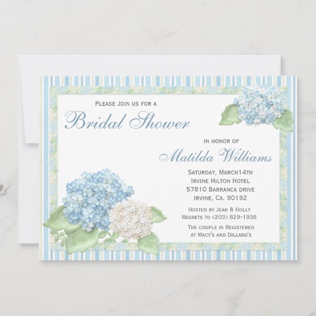 Invitation de Fête de la mariée d'hortensia (Devant)