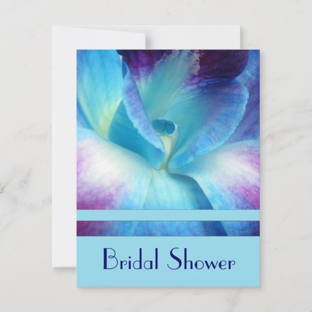 Invitation de Fête de la mariée d'orchidée bleue (Devant)