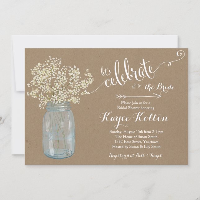Invitation de Fête de la mariée du souffle du bébé (Devant)