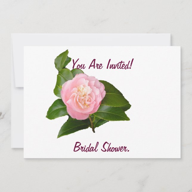 Invitation de Fête de la mariée, fleur rose (Devant)