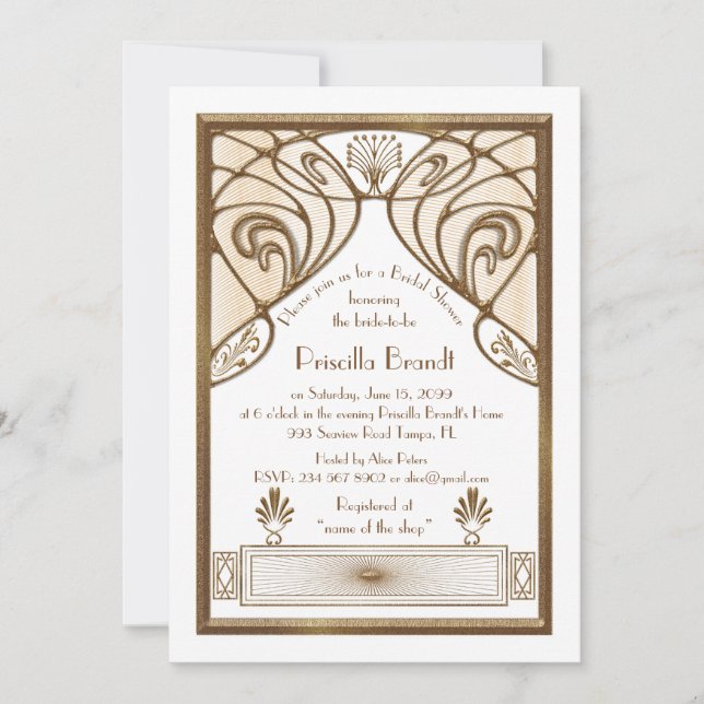 Invitation de Fête de la mariée, grand or blanc de (Devant)