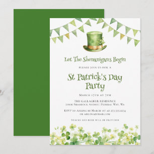 Invitation de fête de la Saint-Patrick au trèfle a