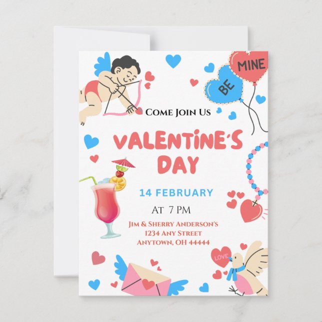 Invitation de fête de la Saint-Valentin personnali (Devant)