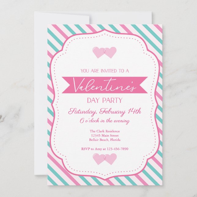 Invitation de fête de la Saint-Valentin Rose et Tu (Devant)