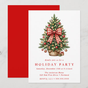 Invitation de fête de l'arbre de Noël à l'aquarell