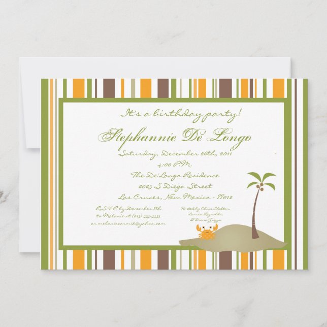 Invitation de fête de l'île 5x7 (Devant)