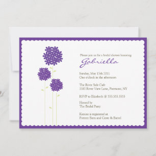 Invitation de Fête de l'mariée aux fleurs violette