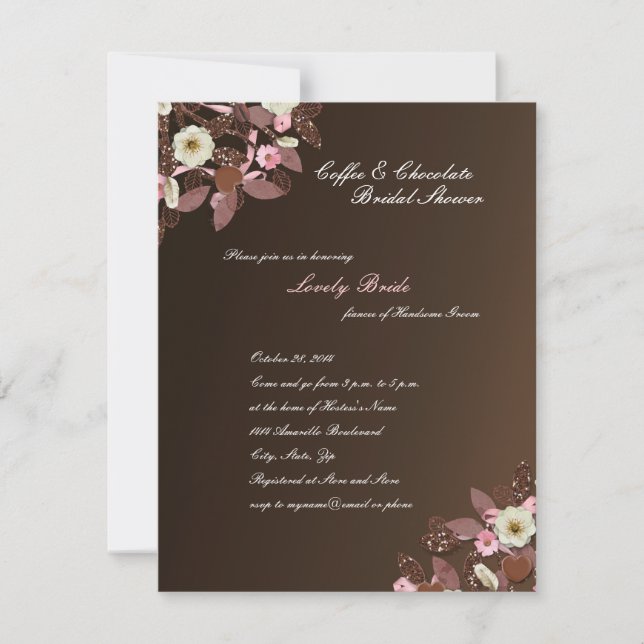 Invitation de Fête de l'mariée Brown au chocolat a (Devant)