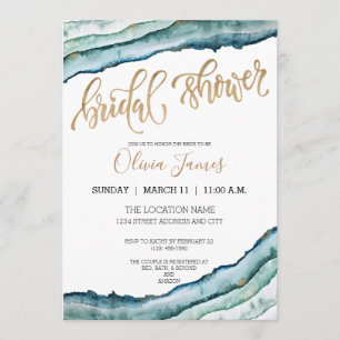 Invitation de Fête de l'mariée d'aquarelle Rustic