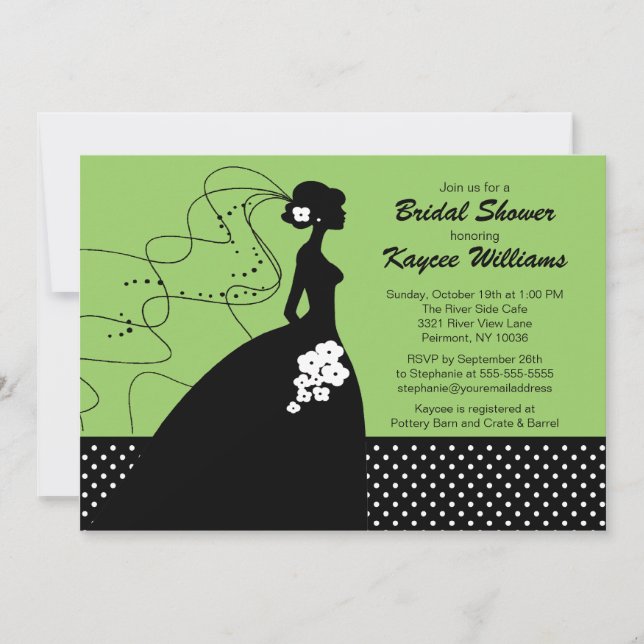 Invitation de Fête de l'mariée de la mariée Silhou (Devant)