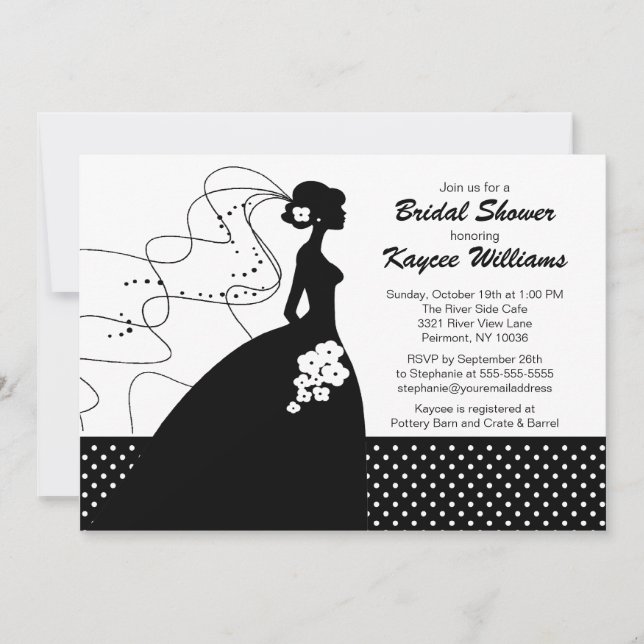 Invitation de Fête de l'mariée de la mariée Silhou (Devant)