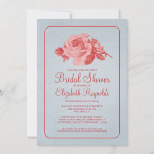 Invitation de Fête de l'mariée Floral/Fleur Rouge