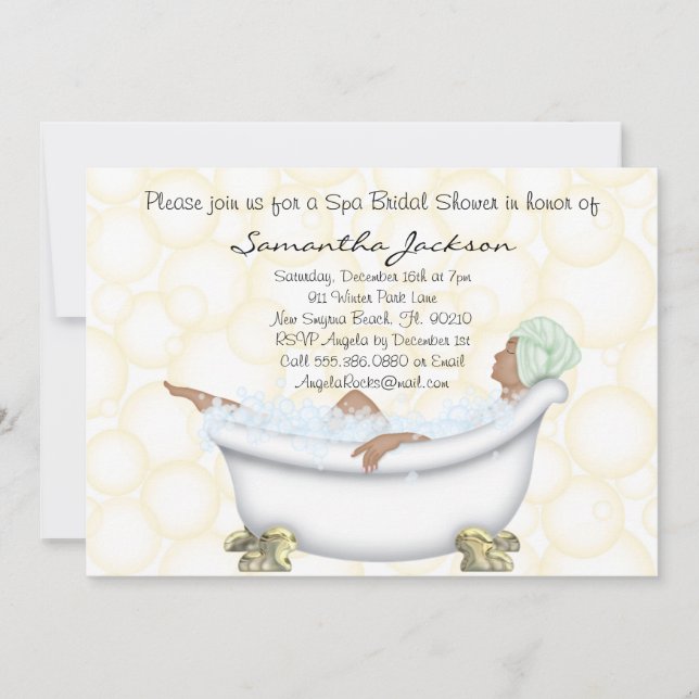 Invitation de Fête de l'mariée Spa (Devant)