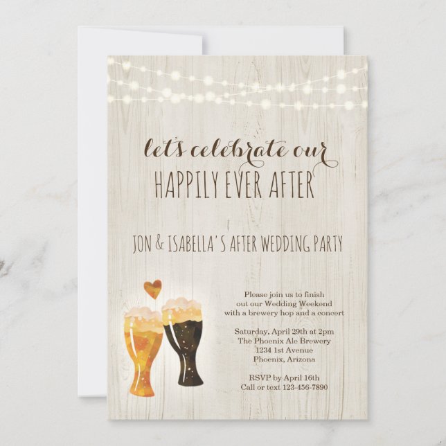 Invitation de fête de mariage après la brasserie R (Devant)