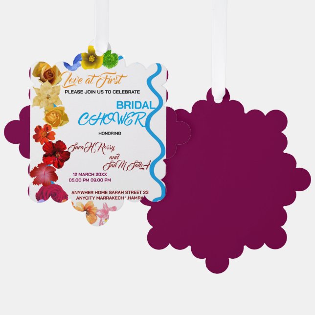 Invitation de Fête de Mariage Florale, Fête de Mar (Recto/Verso)