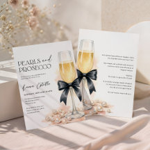 Invitation de Fête de Mariage Noire avec Ruban et 