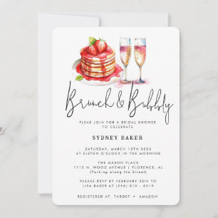 Invitation de fête de mariage rose Brunch & Bubbly