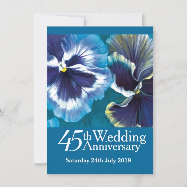 Invitation de fête de mariage Saphir 45ème bleu (Devant)