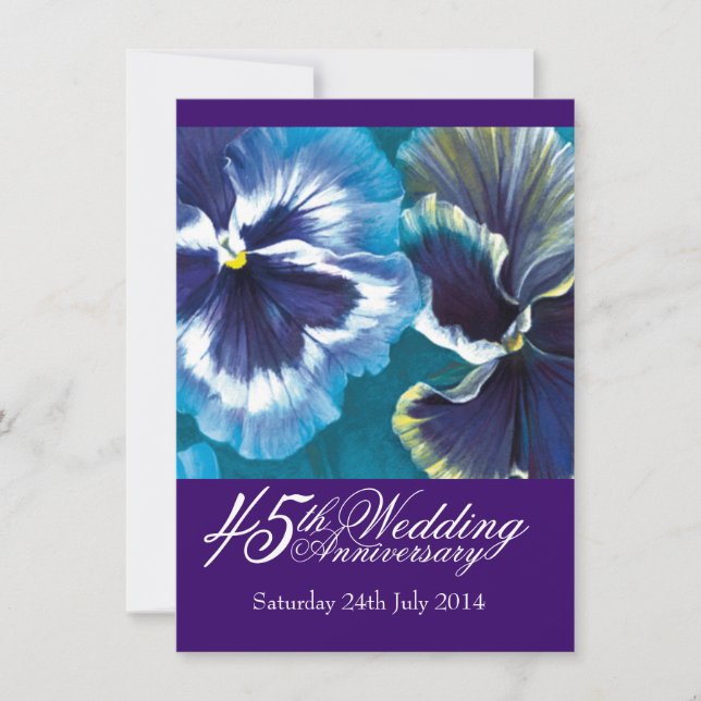 Invitation de fête de mariage Saphir 45ème bleu (Devant)