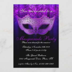 Invitation de fête de masquerade bleue et violette