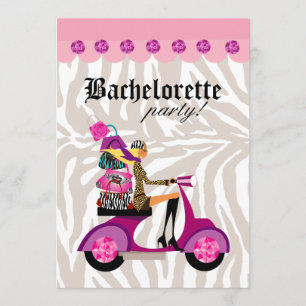 Invitation de fête de mode Scooter Femme Zèbre Blo