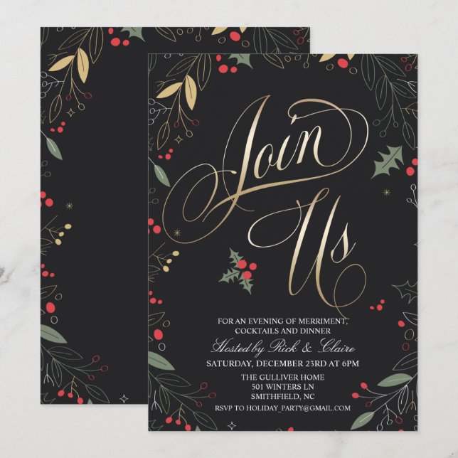 Invitation de fête de Noël (Devant / Derrière)