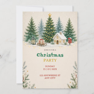 Invitation de fête de Noël à l'aquarelle