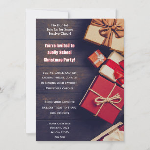 Invitation de fête de Noël à l'école avec des cade