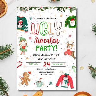 Invitation de fête de Noël au pull-over laid, Noël