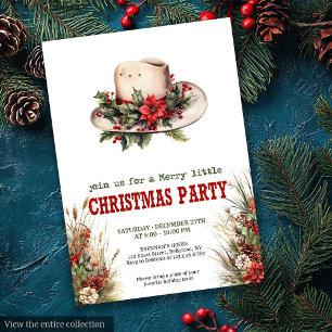Invitation de fête de Noël avec chapeau de cowboy 