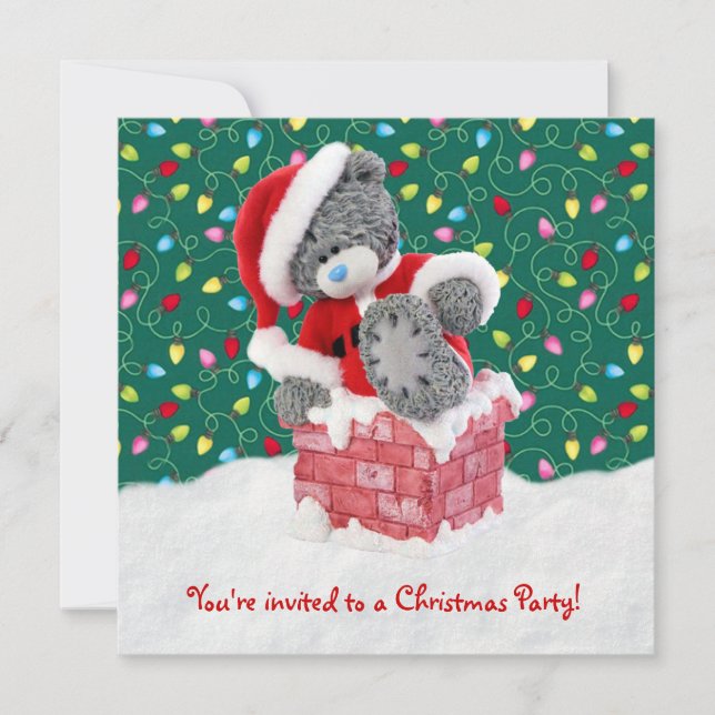Invitation de fête de Noël avec l'ours de nounours (Devant)