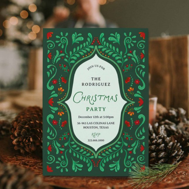 Invitation de fête de Noël colorée et festive (Colorful Fiesta Christmas Party Invitation)