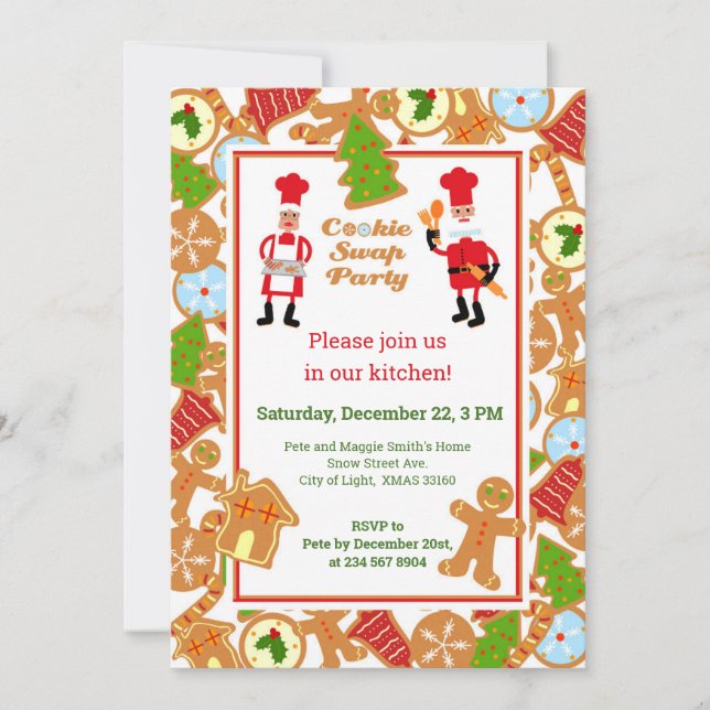 Invitation de fête de Noël Cookie Swap (Devant)